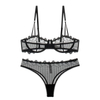 Super Thin Transparent Lace Bra Breathable Sexy Embroidery comfort Set Bow See Through Women Sexy Underwear
