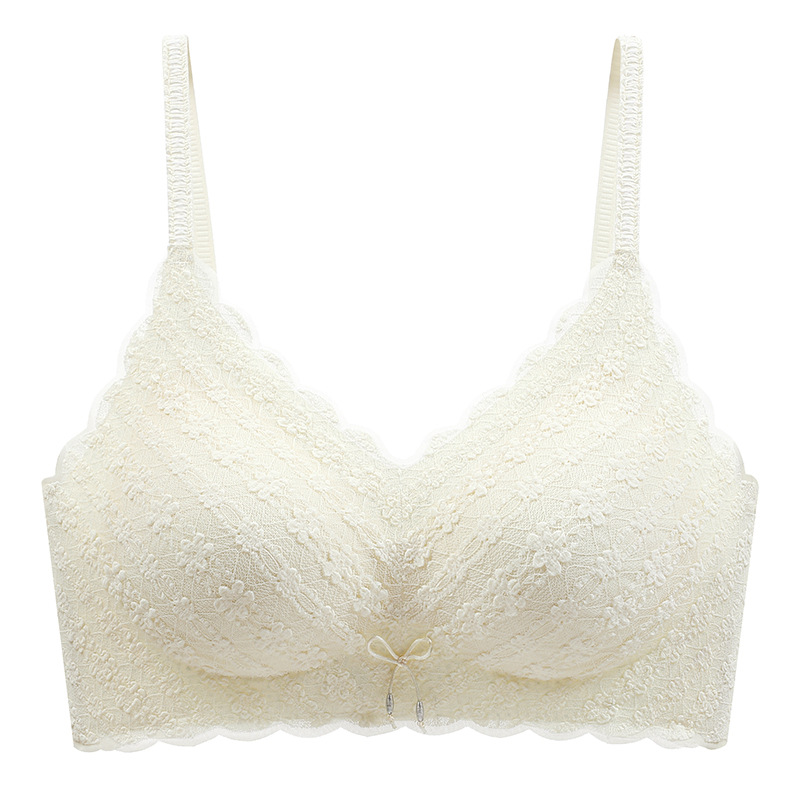 Lace Beautiful Back Underwear Women's Anti-exposure Push up comfort Breathable Strap Vest Wireless Thin Bra