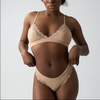Polyamide V Shape Lace Unlined Scoop Bra Sexy Double Layer Sets Light Underwear Bra and Cheeky Briefs Thong