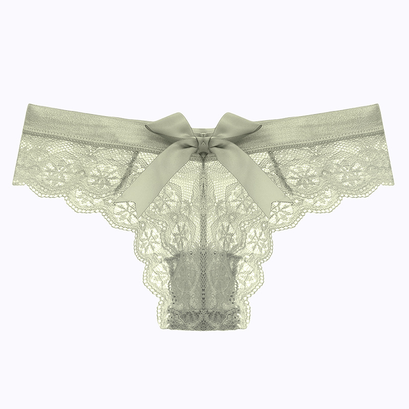 Women's Sexy Bow Thong Panties Mature Women Sexy Lace Lingerie Underwear Women Transparent Sexy G-String