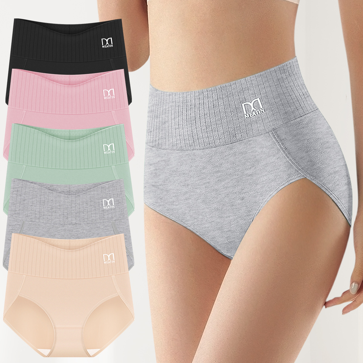  Women Cotton Underwear Panty Briefs Breathable Cotton High Leg Knickers Panties for Women