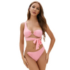 Custom Logo Private Label Swimsuit Pink Color Split Swim Wear Bikini Sexy One Shoulder Bikini Swimsuit