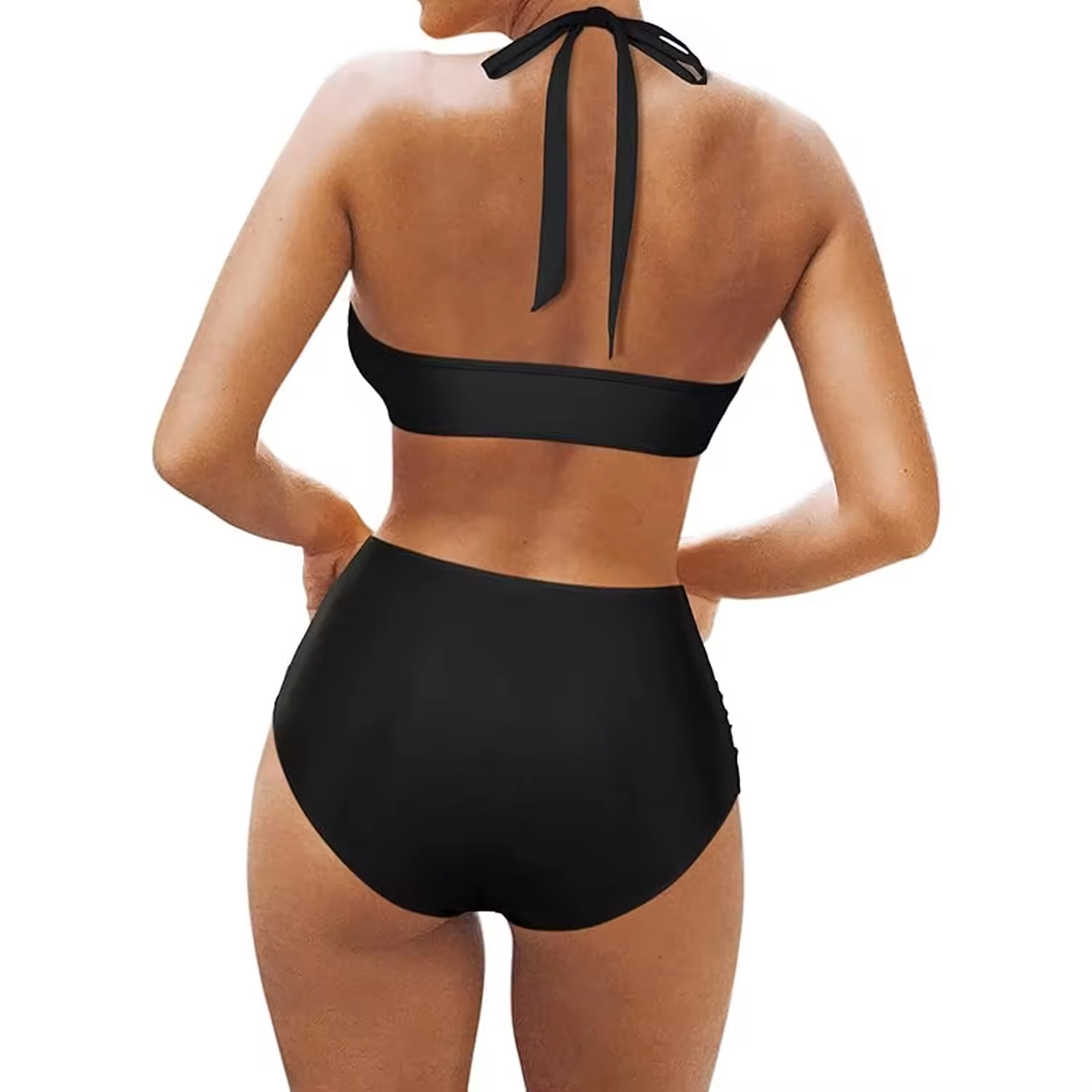 Custom V neck 2 piece swimwear women sexy halter womens swimsuits sexy bikini high waist summer bikini