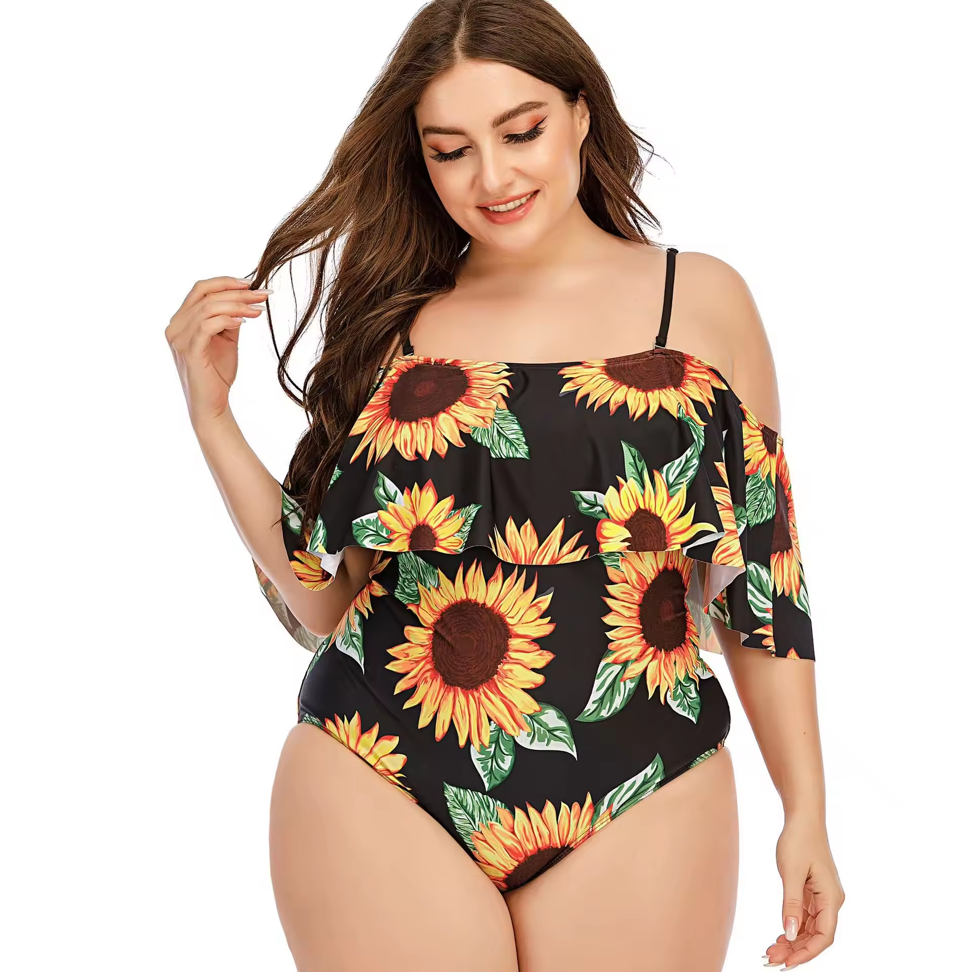 Printed Swimsuits Tummy Control Swimwear Monokini Adjustable Shoulder Swimsuit