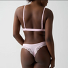 Polyamide V Shape Lace Unlined Scoop Bra Sexy Double Layer Sets Light Underwear Bra and Cheeky Briefs Thong
