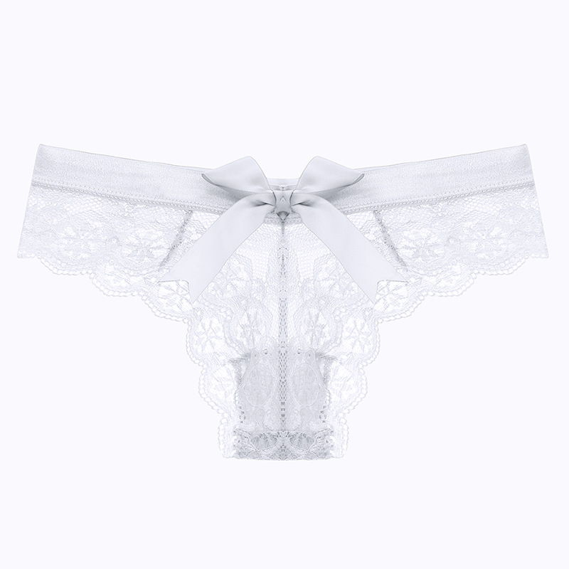 Women's Sexy Bow Thong Panties Mature Women Sexy Lace Lingerie Underwear Women Transparent Sexy G-String
