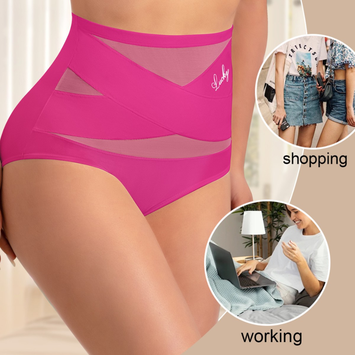 High Waist Panty Flat Belly Knickers Sexy Underwear Breathable High Waist Panties for Women