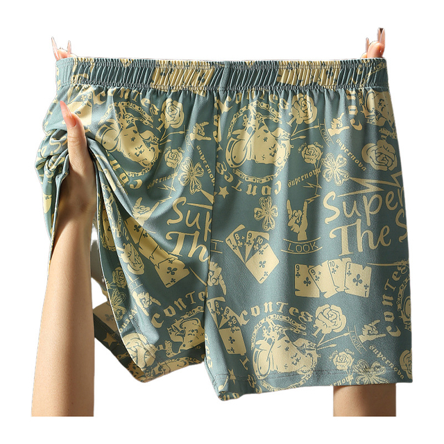 Men's Pure Cotton Arrow Underwear Boxer Briefs Mid-Rise Large Size Shorts for Boys Loose Fit Home
