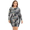 Plus Size One-Piece Swimsuit For Women Modest Print Plus Size Long Sleeve Swimwear