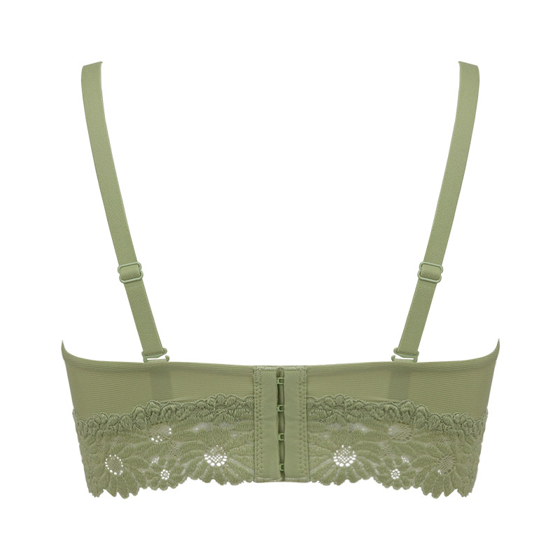Ladies Sexy Thread Jacquard Cross Back Crop Top Brief V-neck Pad Brassiere Women Wireless Bralette Girls Lace Panties Bra Set