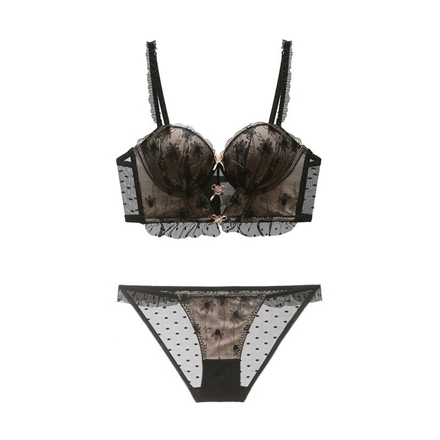 Body Sculpting Lace Embroidered Vintage Corset Bra Embroidery Bra Underwear Set