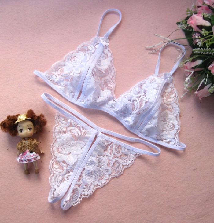 Comfortable Women's Sexy Bralette Lingerie Set Lace Hollow Ruffles Decoration One Size Women's Underwear