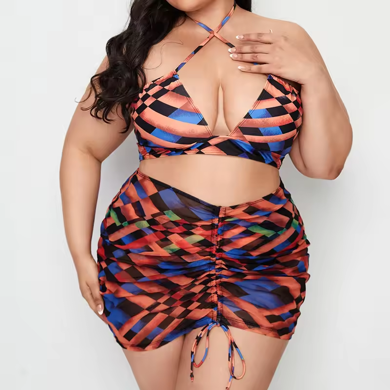 Lady Three-piece Swimsuit Mini Printed Sexy Backless Swimsuit