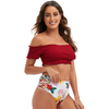 Half-sleeve High Waist 2 Pieces Set Off Shoulder Swimsuit Sehe Fashion