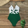  Girls Beach Bathing Suit Swimwear Banana Leaf Twist-Front Swimsuit Women Sexy V-neck Padded Cups