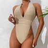 Custom Women Sexy Halter Bikinis Set Soild Swimsuit Cover Up Skirt String Beachwear Swimwear