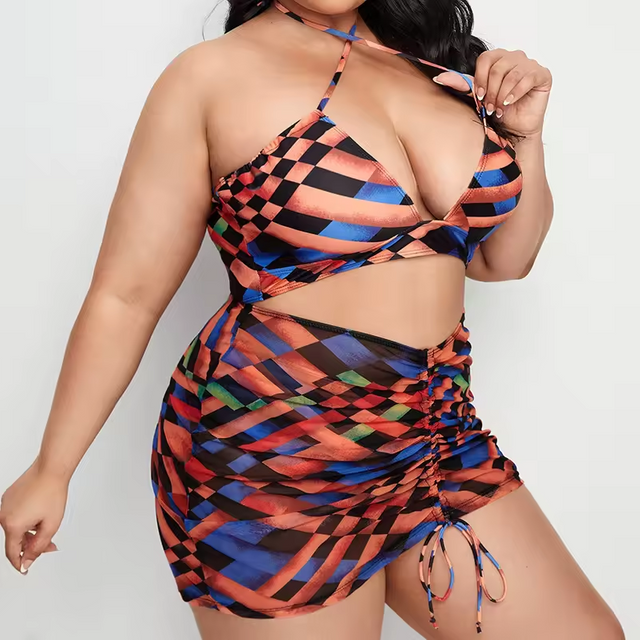 Lady Three-piece Swimsuit Mini Printed Sexy Backless Swimsuit