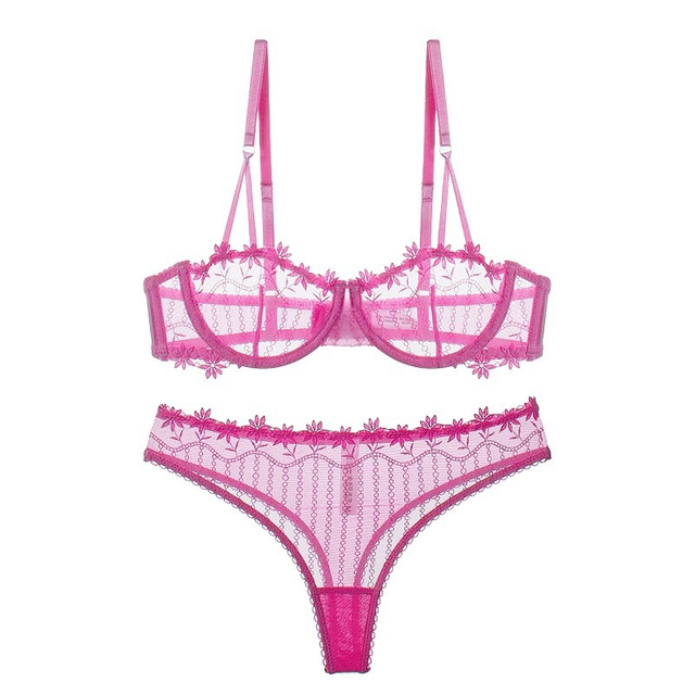 Super Thin Transparent Lace Bra Breathable Sexy Embroidery comfort Set Bow See Through Women Sexy Underwear