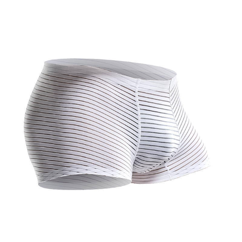 Mid-Rise Classic Boxer Briefs for Men Comfortable Nylon Spandex Silk Plus Size Breathable Print Pattern