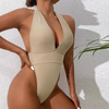 Custom Women Sexy Halter Bikinis Set Soild Swimsuit Cover Up Skirt String Beachwear Swimwear