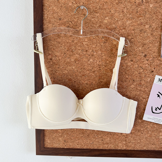 Women's Summer Sexy Half-Cup Non-Marking Glow Bra Thin Nylon Solid Strapless Non-Slip Underwire Small Chest Push-Up Non-Marking