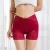 Women Cotton Lace Boyleg Hi-waisted Ladies Safety Underwear Boyshorts V-Shape Lace Panties Romantic for Women