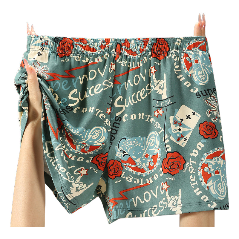 Men's Pure Cotton Arrow Underwear Boxer Briefs Mid-Rise Large Size Shorts for Boys Loose Fit Home