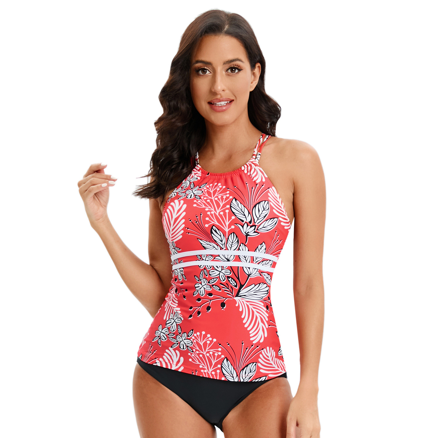 Custom Logo Tankini With Cover Up Bikini 2pcs Drawstring Skirt Beach Wear Bathing Suits Women Swimwear Beachwear