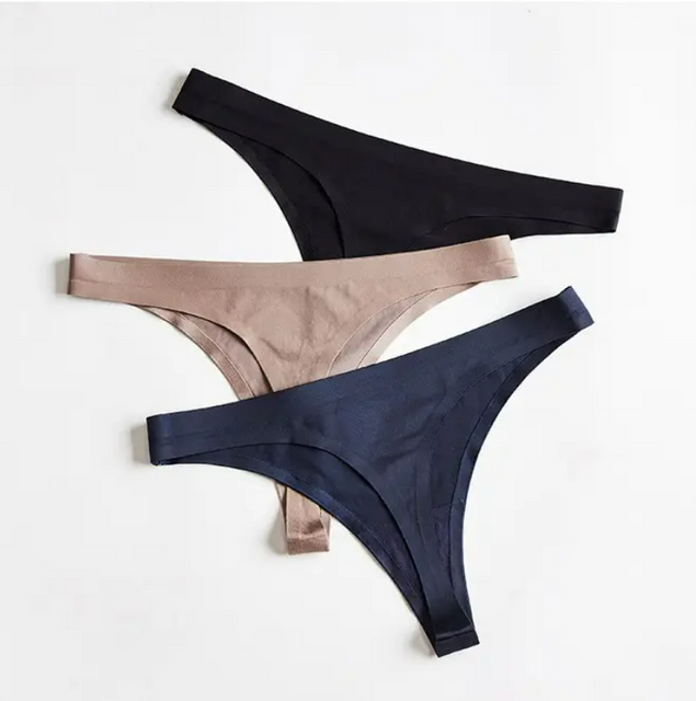 Women Ice Silk T-back Female Underwear Solid Large Size Ladies Panties Sexy Seamless Thongs