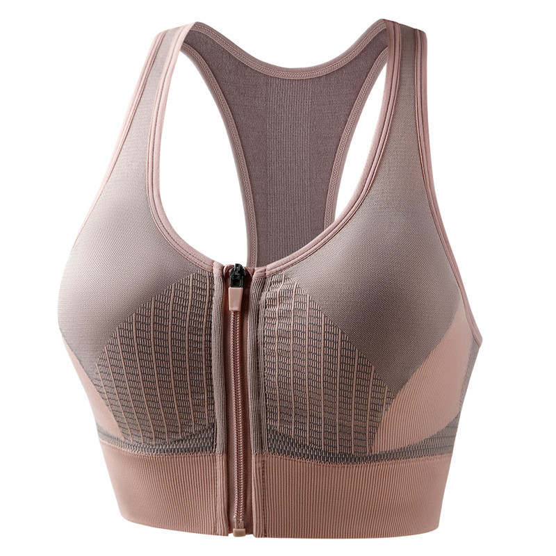 High-Quality Women's Shockproof Sports Underwear Back Running Bra Seamless Front Zipper Bra