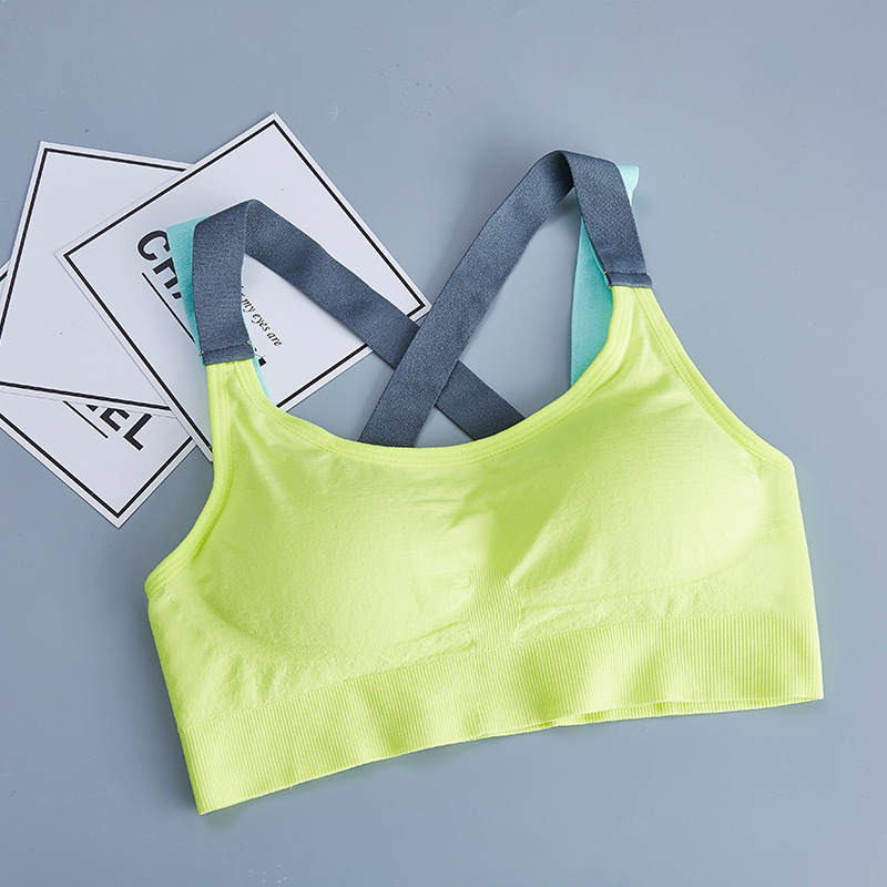 Women V-back Permanent Cup Pad Running Longline High Impact Support Sport Yoga Workout Fitness Bras Tank Crop Top Sports Bra