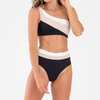  Block Single Shoulder Top Bikini Sets Customized Logo 2pcs Swim Suit