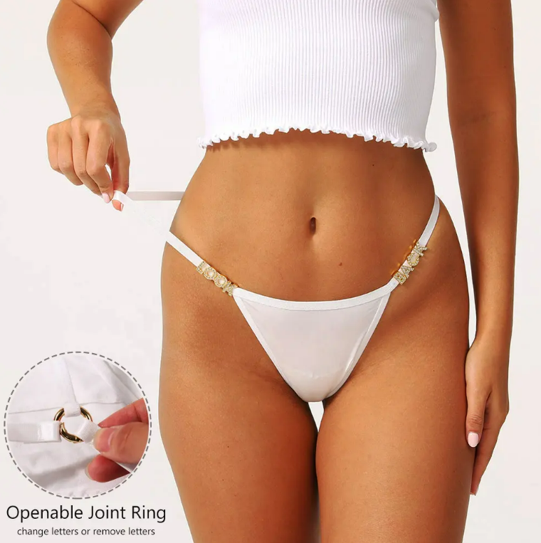 Women's Micro Modal G-String Thong Solid Sexy Low Waist T-Back Panties Rhinestone Letters Seamless Female Lingerie Thong Panties