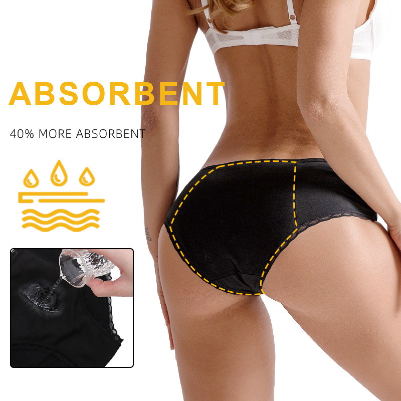 Plus Size Lace Women 4 Layers Leak Proof Safety Menstrual Underwear Comfortable for Women Period Panties