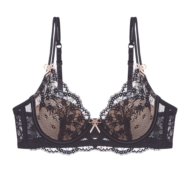 Lace Bow Sexy Bra Set & Briefs Pure Lace for Big & Small Chest Comfortable Gathering for Small Chest