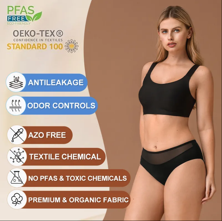 High Waist Organic Cotton Heavy Flow Reusable Culotte Menstrual Underwear Leakproof Period Panties