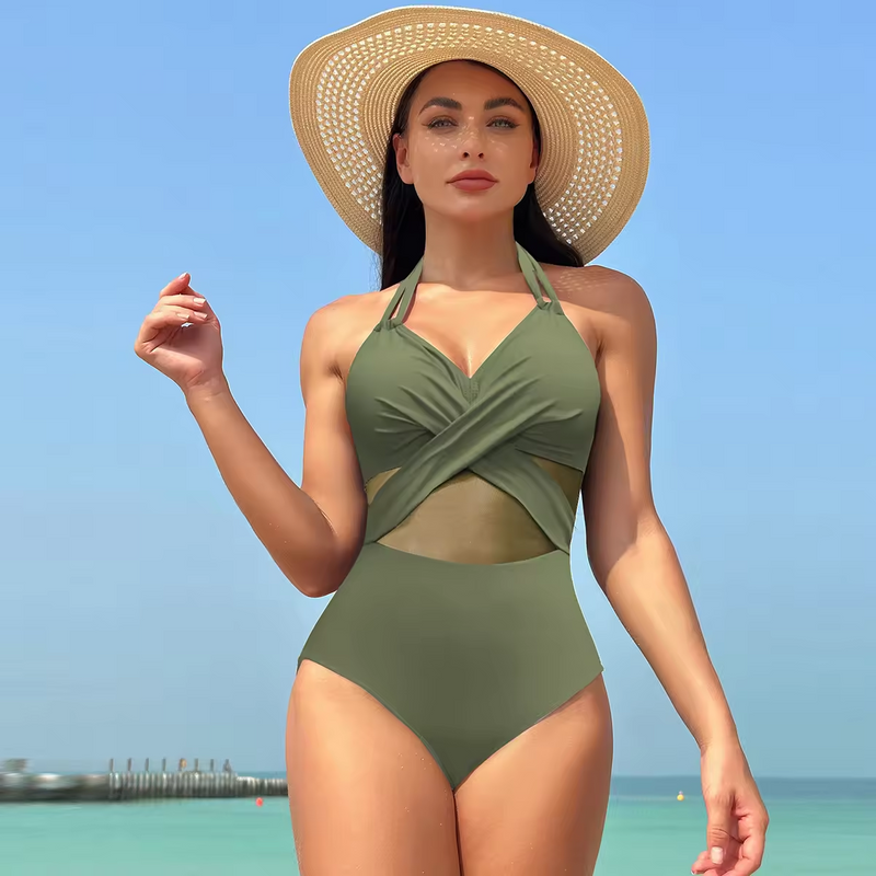 Summer New Women One Piece Swimsuit Black Color Swimming Suit