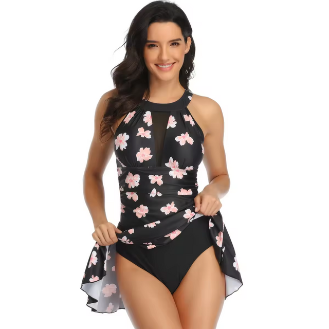 Swimsuit One-piece Women Printed Beach Swimwear Conservative Swimsuit Boxer Swimwear Women