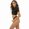 Ladies Short Sleeve 2 Piece Set Thong Swimsuits Set for Women 