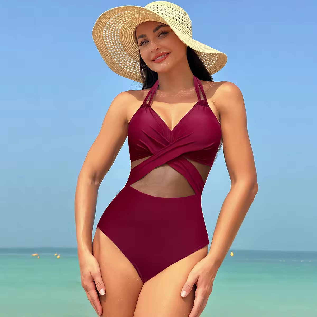 Summer New Women One Piece Swimsuit Black Color Swimming Suit