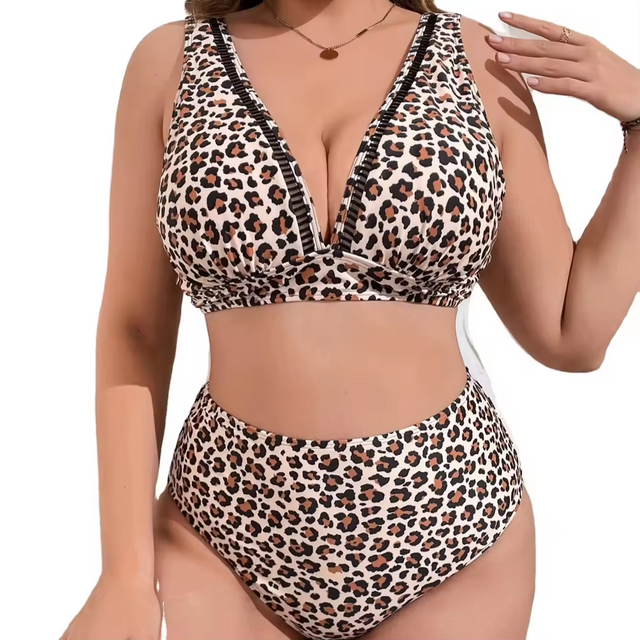 Custom Design Two Piece Swimwear Bikini Plus Size For Fat Women High Waist Swim Wear