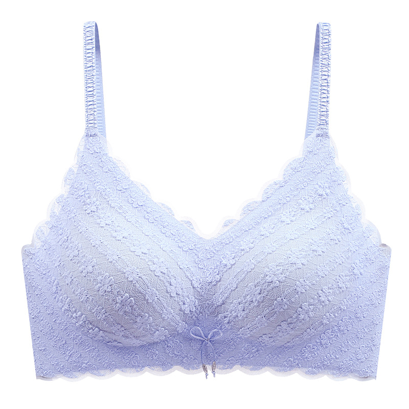 Lace Beautiful Back Underwear Women's Anti-exposure Push up comfort Breathable Strap Vest Wireless Thin Bra