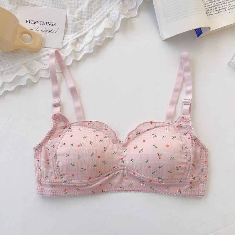 Women New Underwear Cute Flower Lace Teen Girls Bra Thin Breathable Developmental Bra