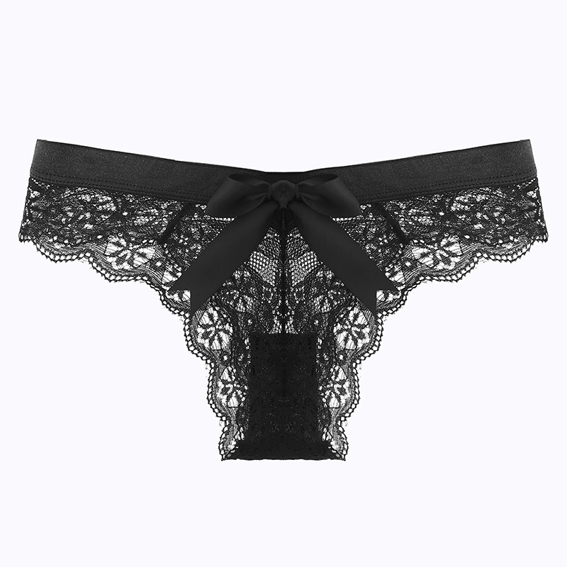 Women's Sexy Bow Thong Panties Mature Women Sexy Lace Lingerie Underwear Women Transparent Sexy G-String