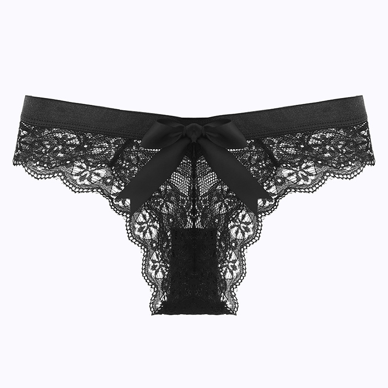 Women's Sexy Bow Thong Panties Mature Women Sexy Lace Lingerie Underwear Women Transparent Sexy G-String