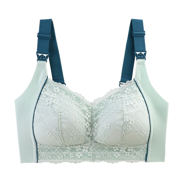 Comfortable Seamless Pregnancy Nursing Bra with Lace Embroidery Convenient for Breastfeeding Postpartum