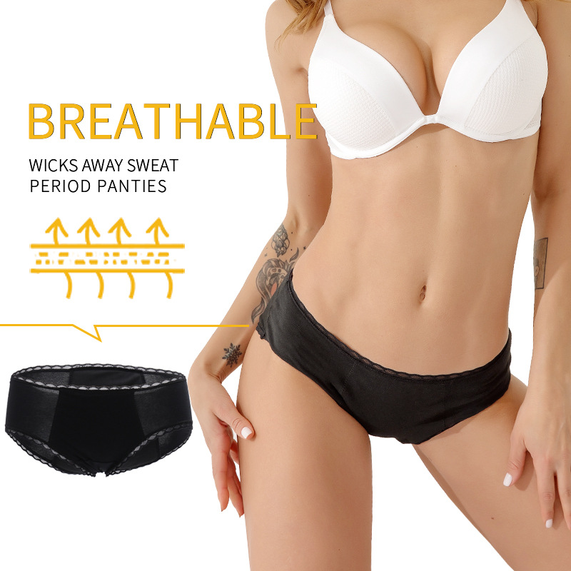 Plus Size Lace Women 4 Layers Leak Proof Safety Menstrual Underwear Comfortable for Women Period Panties