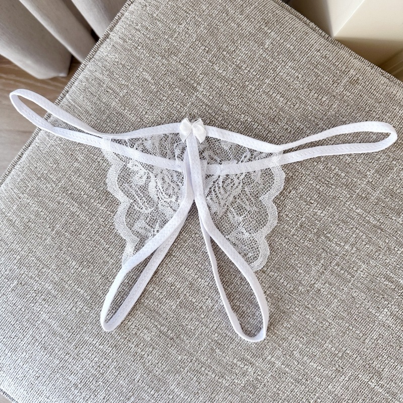 Open Seductive Lace Butterfly Open Crotch Skeleton Sexy Women's Thong Underwear