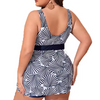 Plus Size Tankini Set Colorblock Two Piece Swimwear Shell Print Swimsuit High Stretch Modest Beach Bathing Suit