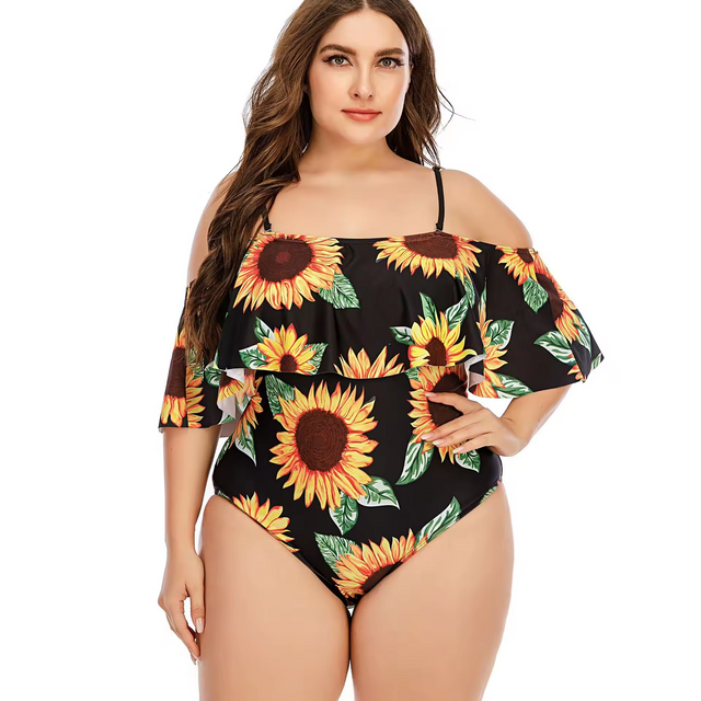 Printed Swimsuits Tummy Control Swimwear Monokini Adjustable Shoulder Swimsuit